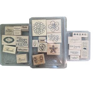 Stampin' Up! Assorted Wooden Stationery Craft Stamp Set Rubber Stamps Cardmaking